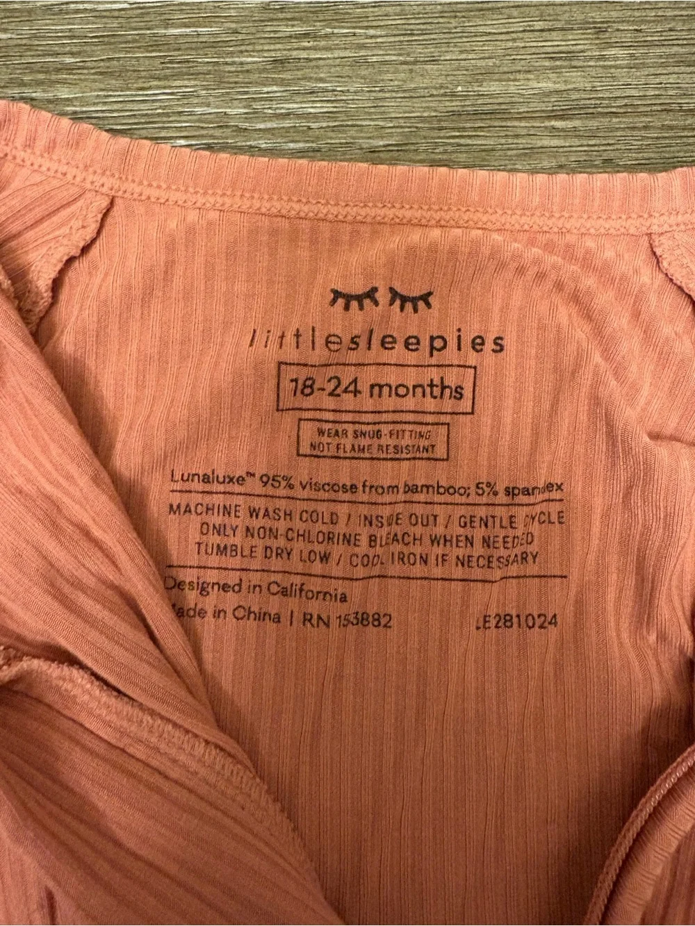 Little Sleepies Ribbed Footie in Clay - 18-24 Months